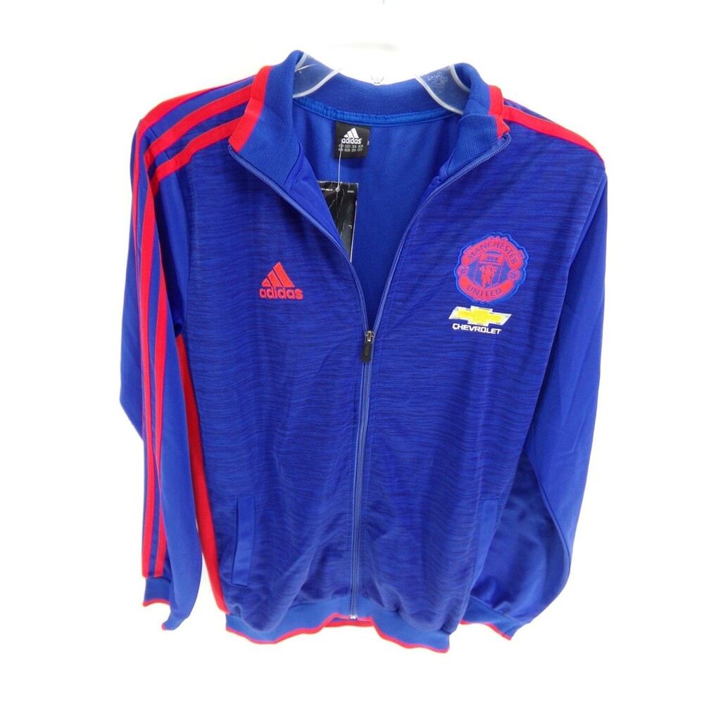 Manchester United Chevrolet Jacket Mens L 16 Adidas Blue Zip Up Soccer Football